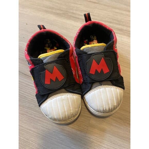 Mickey Mouse, kids black/red slip on shoes size 9 - Picture 1 of 5